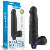9 REAL SOFTEE Rechargeable TPE Vibrating Dildo(Black)